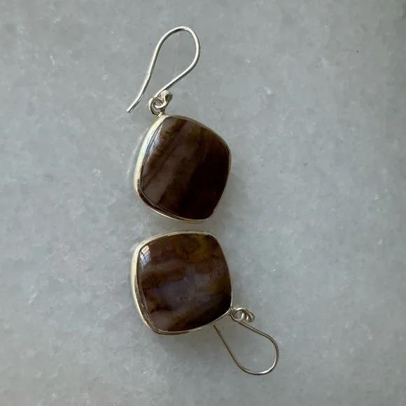 NWOT Tuckernuck Montgomery Earrings, Sandalwood Stone, Sterling Silver